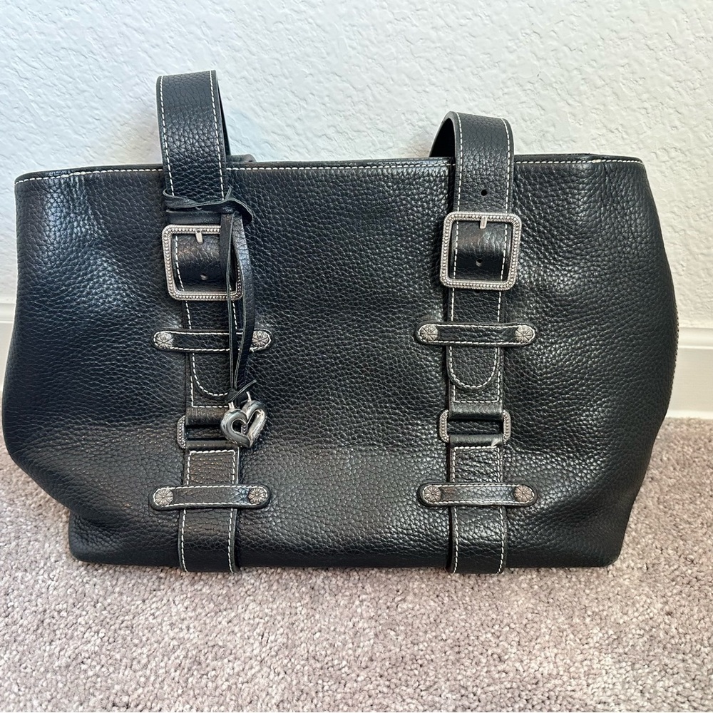 BRIGHTON BLACK Southwest Silver Studded Handbag Purse vintage y2k